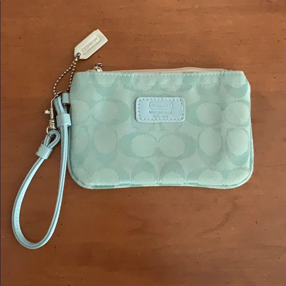 Light Blue Coach Wristlet